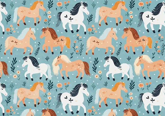 Pony Pals, Turquoise - Roman Blind - Image 7